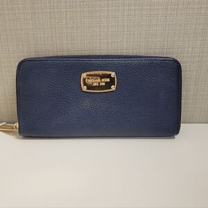 Michael Kors Blue Long Zip Around Wallet